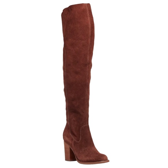 New Kelsi Dagger Brooklyn x Anthropologie Logan Over Knee 8.5 Brown Red Suede - Picture 1 of 12
